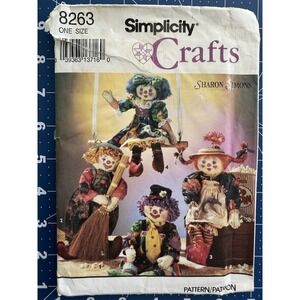 Simplicity Crafts 8263 Pattern 24" Boy &‎ Girl Clown Dolls By Sharon Simmons